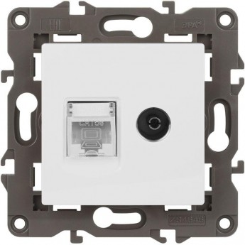 Розетка ЭРА ELEGANCE Б0065767 14-3110-01М RJ45+TV матовый белый