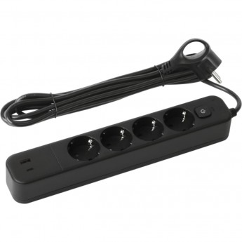 Удлинитель с сетевым фильтром ЭРА Б0059574 4х3м с заземлением 10А USF-4es-3m-2xUSBAC-B +2xUSBA+C 3.1A с выключателем с базовой защитой